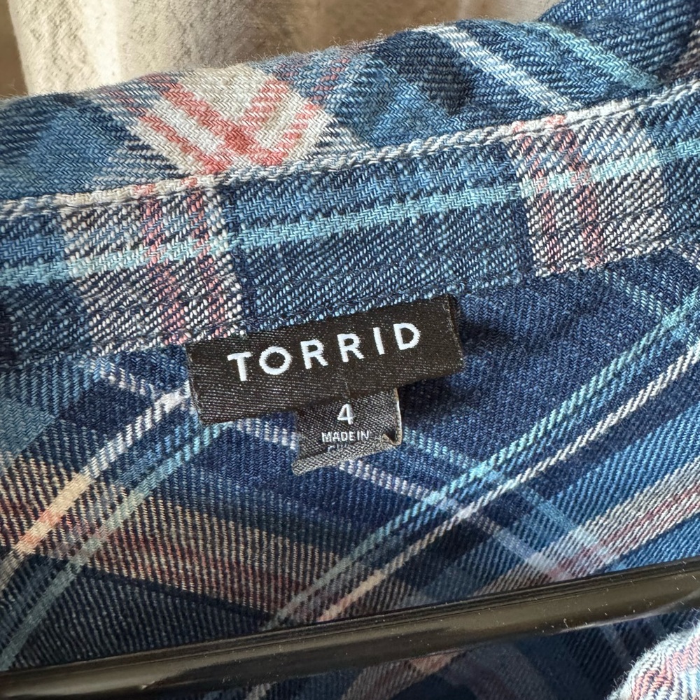 Torrid Blue and Pink Ombre Plaid Shirt - Picture 4 of 4